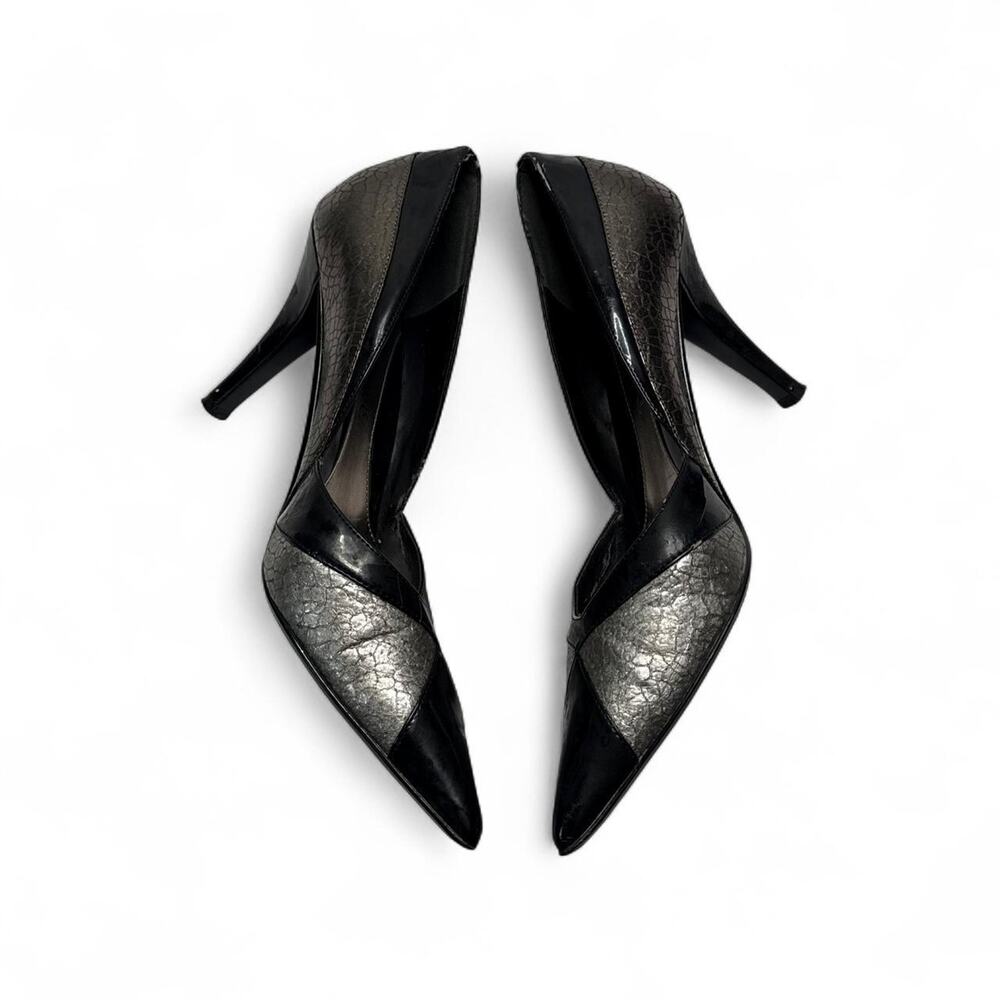 J. Renee black & silver crocodile skin texture office siren heels size 9 1/2 - Picture 5 of 8
